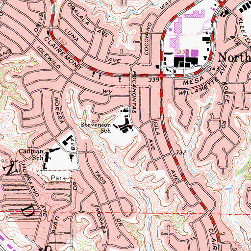 Topographic Map of Stevenson School, CA