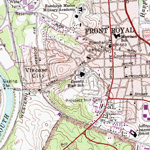 Topographic Map of Blue Ridge Technical Center, VA