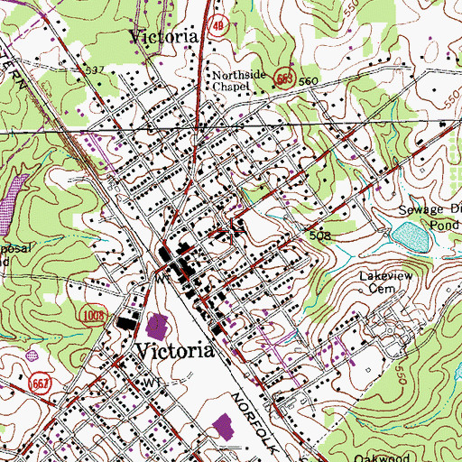 Topographic Map of Victoria Elementary School, VA