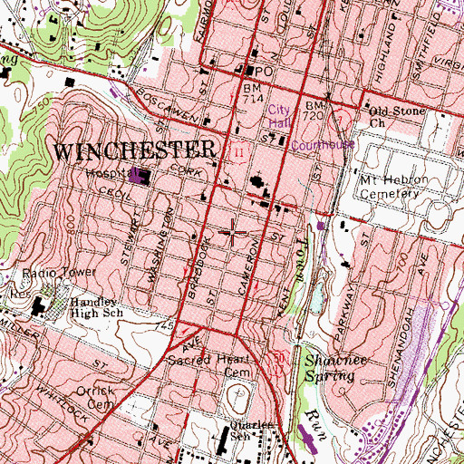 Topographic Map of Frederick County Parent Resource Center, VA