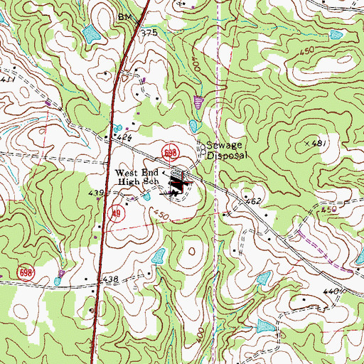 Topographic Map of Bluestone Middle School, VA