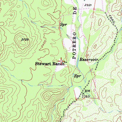 Topographic Map of Stewart Ranch, CA