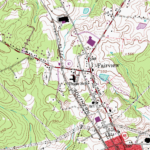 Topographic Map of Chase City Elementary School, VA