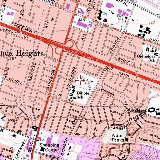 Topographic Map of Stimson Park, CA