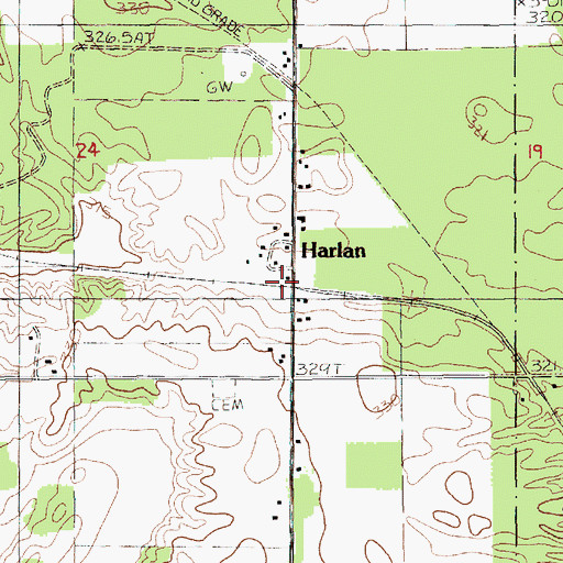 Topographic Map of Harlan Station (historical), MI