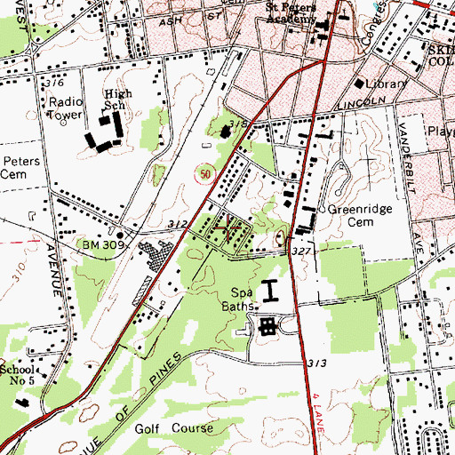 Topographic Map of Saratoga Estates, NY