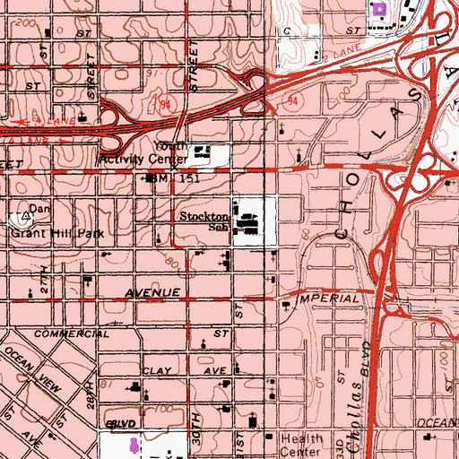 Topographic Map of Stockton Elementary School, CA
