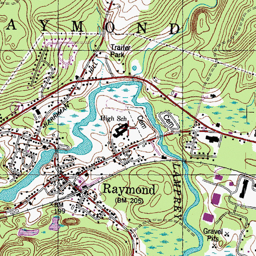 Topographic Map of Iber Holmes Gove Middle School, NH