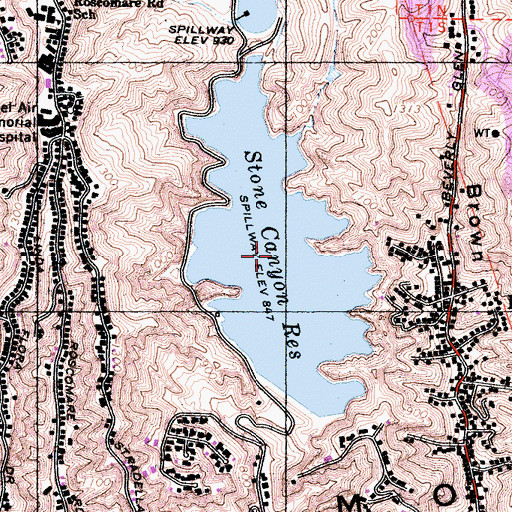 Topographic Map of Stone Canyon Reservoir, CA