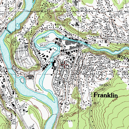Topographic Map of Franklin Career Charter Academy, NH