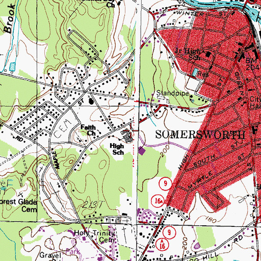 Topographic Map of Somersworth Career Technical Center, NH