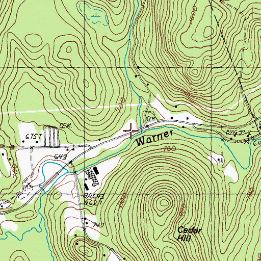 Topographic Map of North American Family Institute North The Bradford School, NH