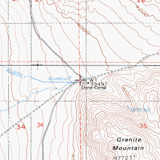 Topographic Map of Stone Corral, CA