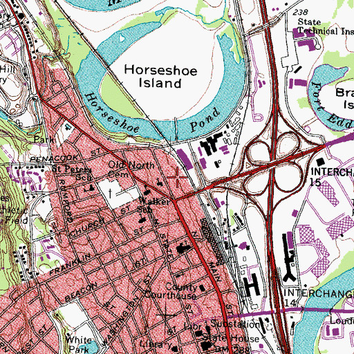 Topographic Map of Kimball Jenkins School of Art, NH