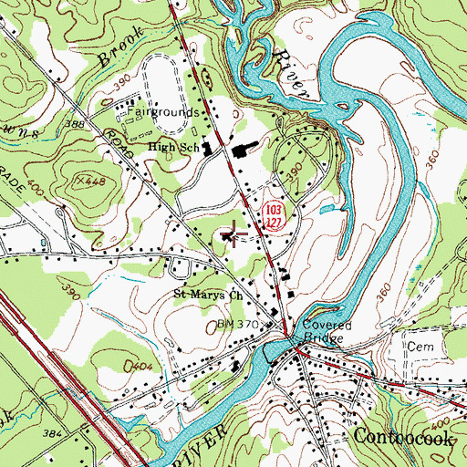 Topographic Map of The Contoocook School, NH