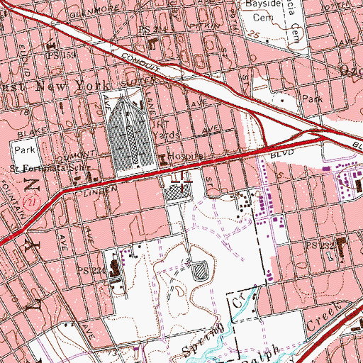 Topographic Map of Linden Boulevard Multiplex Cinemas, NY