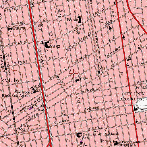 Topographic Map of Leader Theater (historical), NY