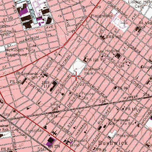 Topographic Map of Knickerbocker Casino Theater (historical), NY