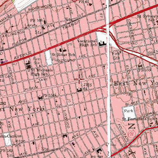 Topographic Map of Kinema Theater (historical), NY