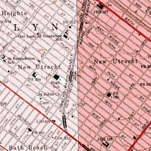 Topographic Map of Hollywood Theater (historical), NY
