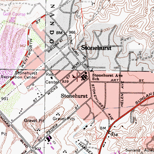 Topographic Map of Stonehurst Elementary School, CA