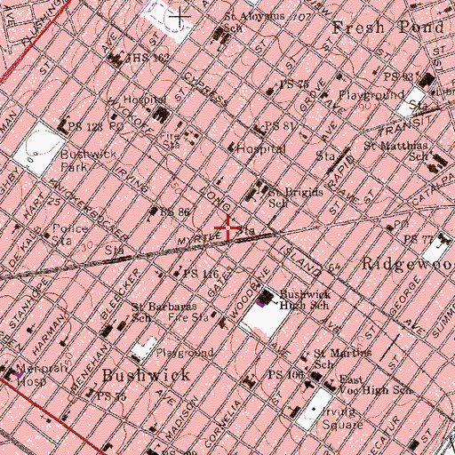 Topographic Map of Irving Theater (historical), NY