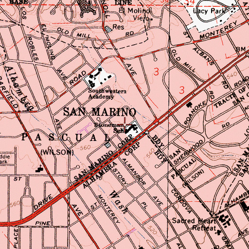 Topographic Map of Stoneman School, CA