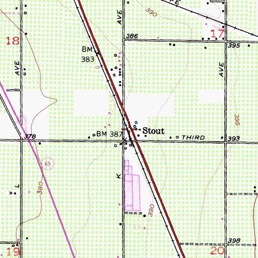 Topographic Map of Stout, CA