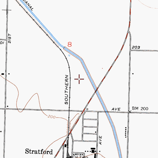 Topographic Map of Stratford Canal, CA