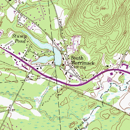 Topographic Map of South Merrimack Christian Academy, NH