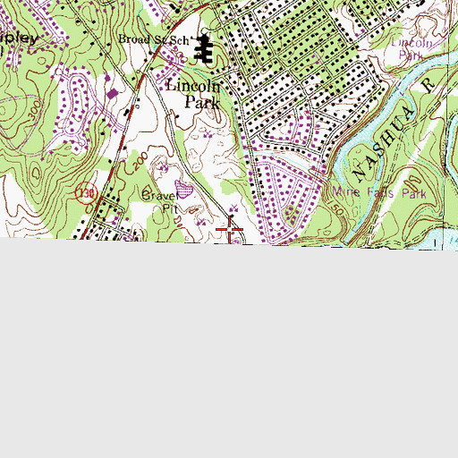 Topographic Map of Nashua High School North, NH