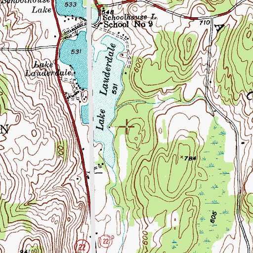 Topographic Map of Lake Lauderdale County Park, NY