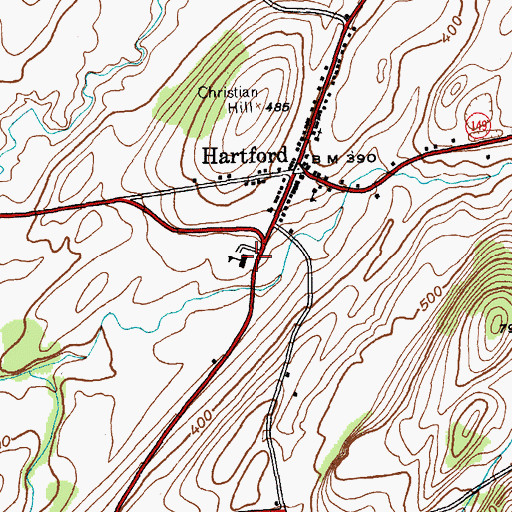 Topographic Map of Hartford Central School, NY