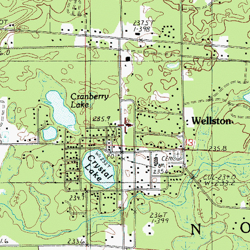 Topographic Map of Wellston County Library, MI