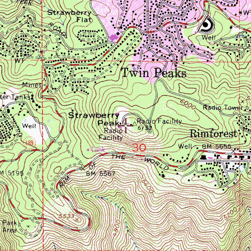 Topographic Map of Strawberry Peak, CA