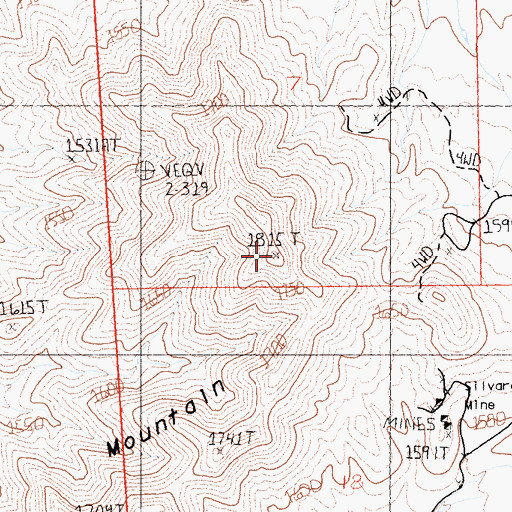 Topographic Map of Striped Mountain, CA