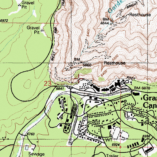 Topographic Map of Mary Jane Colter Lookout Studio, AZ