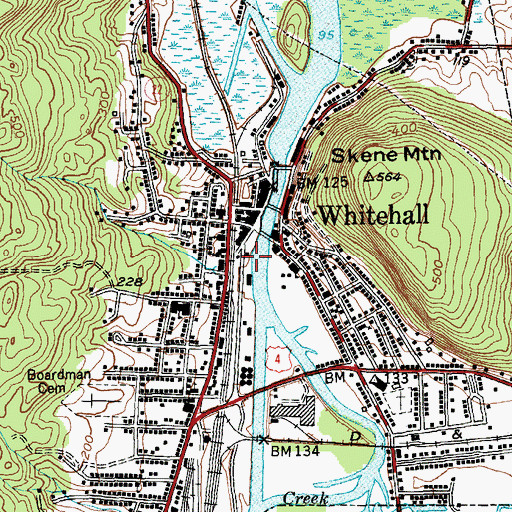 Topographic Map of Whitehall Volunteer Fire Company, NY