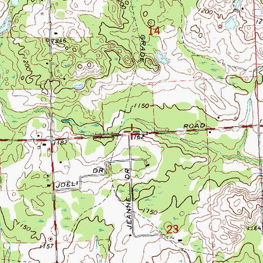 Topographic Map of Mio Church of God, MI