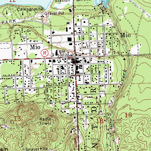 Topographic Map of Oscoda County Courthouse, MI