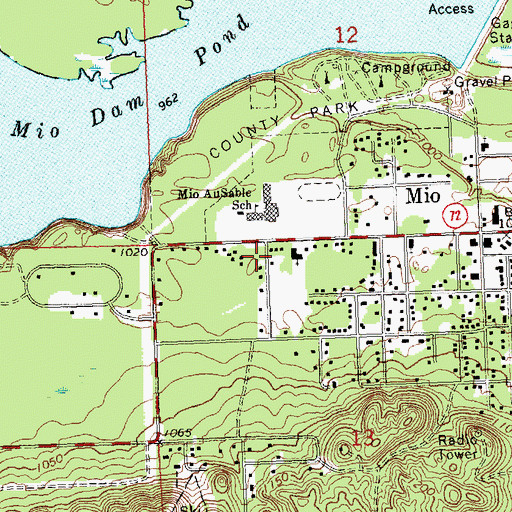 Topographic Map of Mio Pine Acres Campground, MI