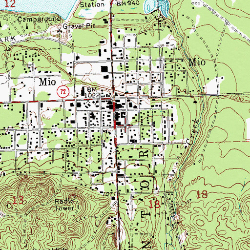Topographic Map of Mentor Township Hall, MI