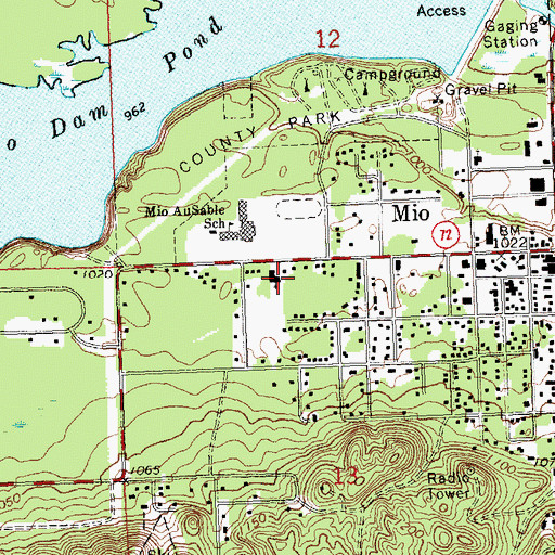 Topographic Map of Mio United Methodist Church, MI