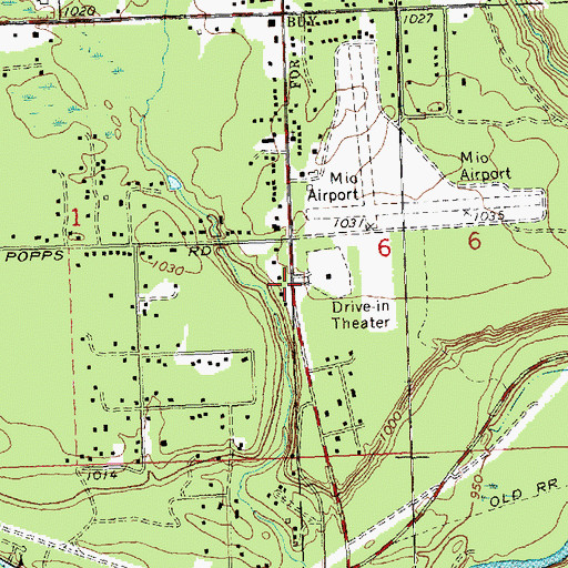 Topographic Map of Mio Baptist Church, MI