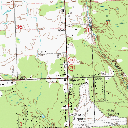 Topographic Map of Saint Johns Evangelical Lutheran Church, MI