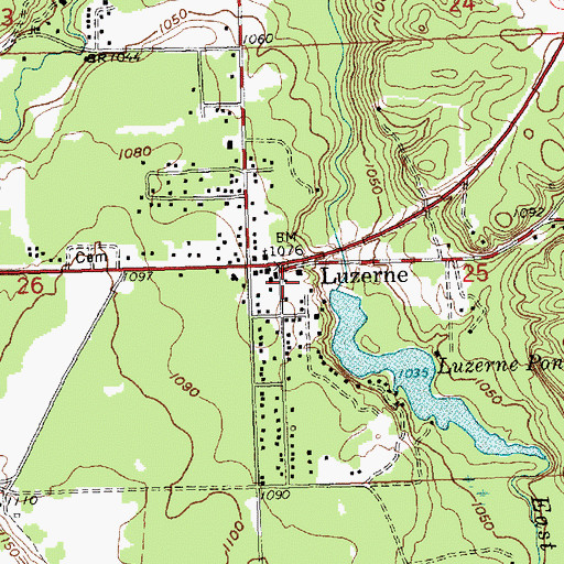 Topographic Map of Luzerne Post Office, MI