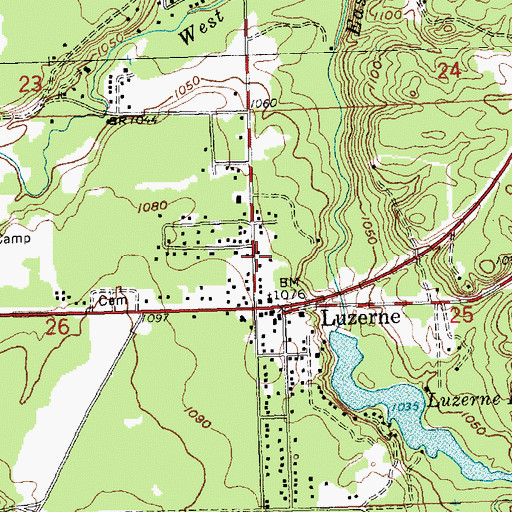 Topographic Map of Big Creek Township Hall, MI