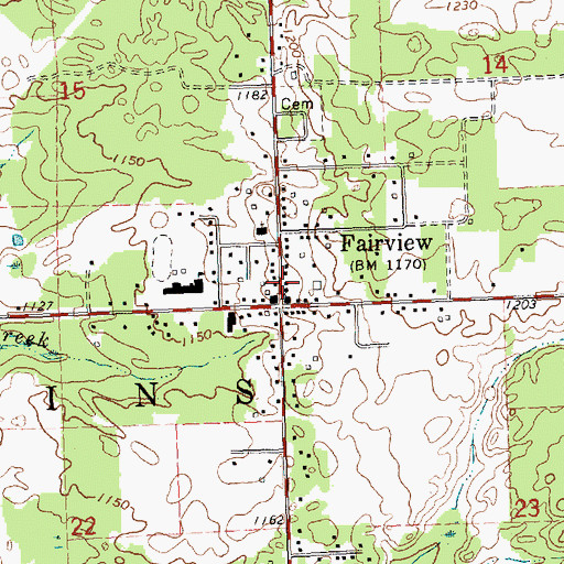 Topographic Map of Fairview Post Office, MI