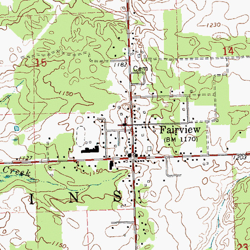 Topographic Map of Fairview Mennonite Church, MI