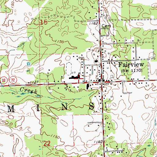 Topographic Map of Fairview Area Schools, MI